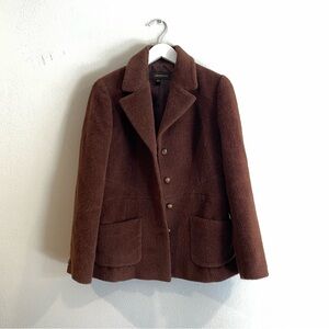 Vintage Wool Alpaca Blend Pea Coat Brown Jacket Size 10 Deborah Cerr